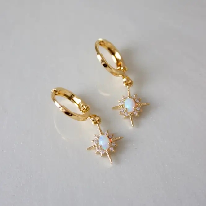 Boucles d'oreilles opale dorées