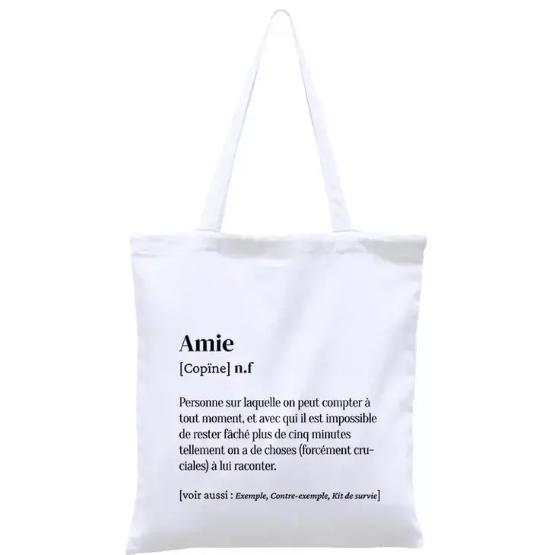 Tote bag blanc avec description maîtresse